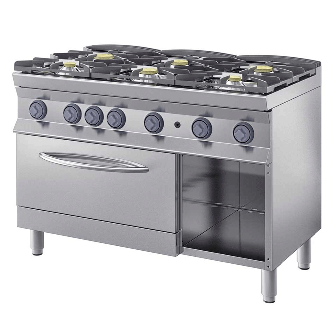 Fornello a gas, fornello 6 fuochi + forno