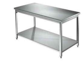 Tavolo Inox a giorno PF60 con ripiano - Larghezza da 210 a 300 cm.