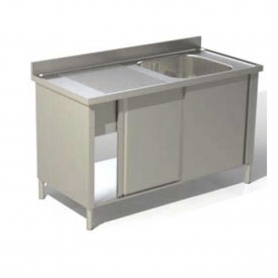 Lavatoio cm.140 gocciolatoio dx armadiato inox