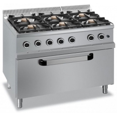 Cucina 6 fuochi a gas higt power con MAXI forno a gas MG/70110HFGM